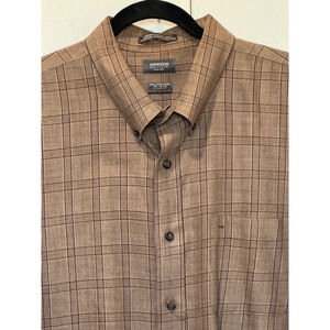 Men's Arrow Shirt, XXL, Brown Plaid long sleeve button down GUC